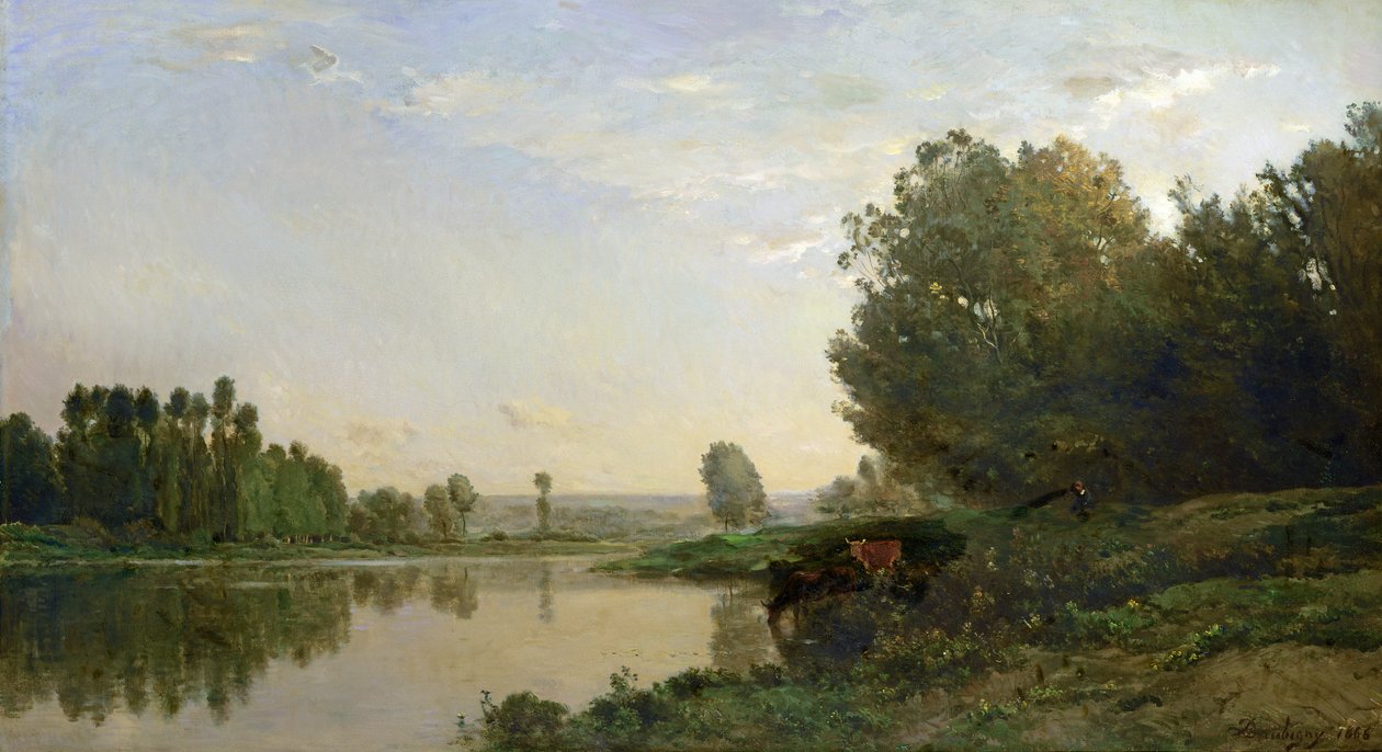 Brzegi Oise, rano, 1866 autorstwa Charles Francois Daubigny