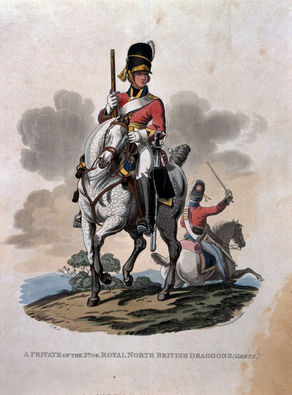 Szeregowy z 2nd, lub Royal Northern British Dragoons (Greys) z 