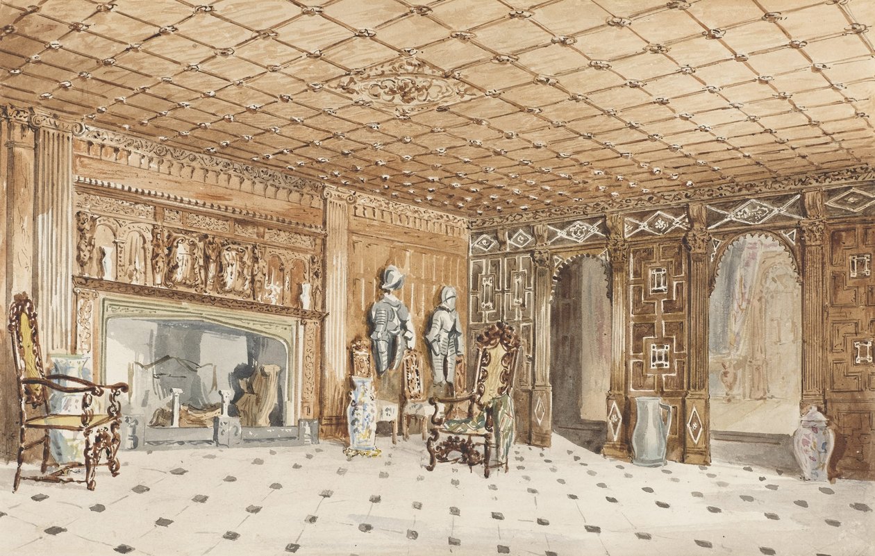Hol wejściowy, East Sutton Place, Kent autorstwa Charles James Richardson