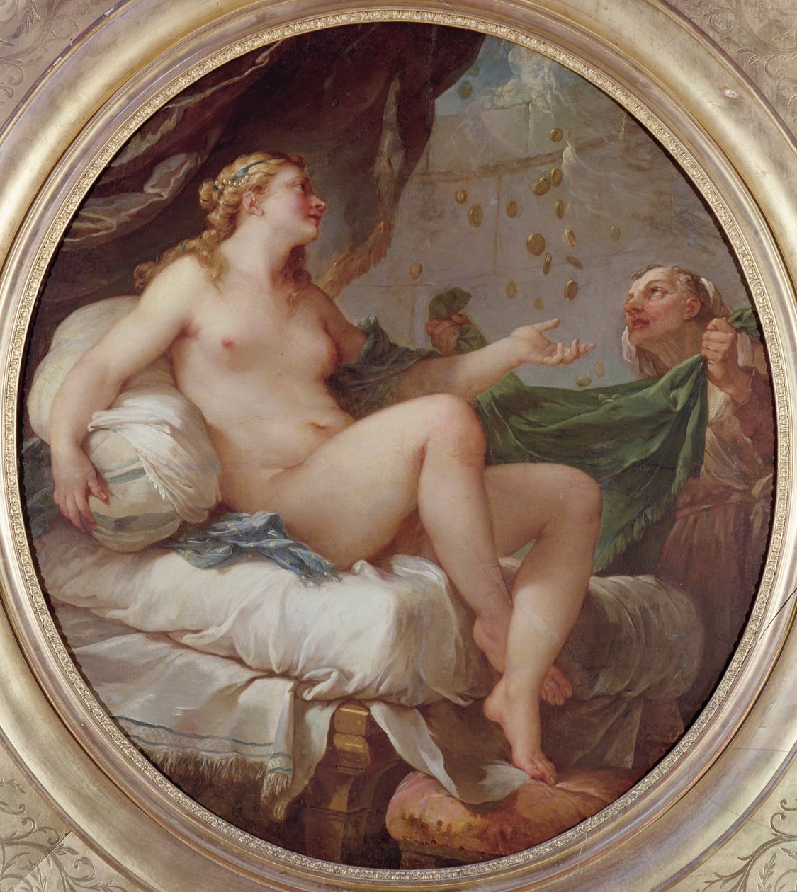 Danae otrzymująca złoty deszcz, c.1735 autorstwa Charles Joseph Natoire