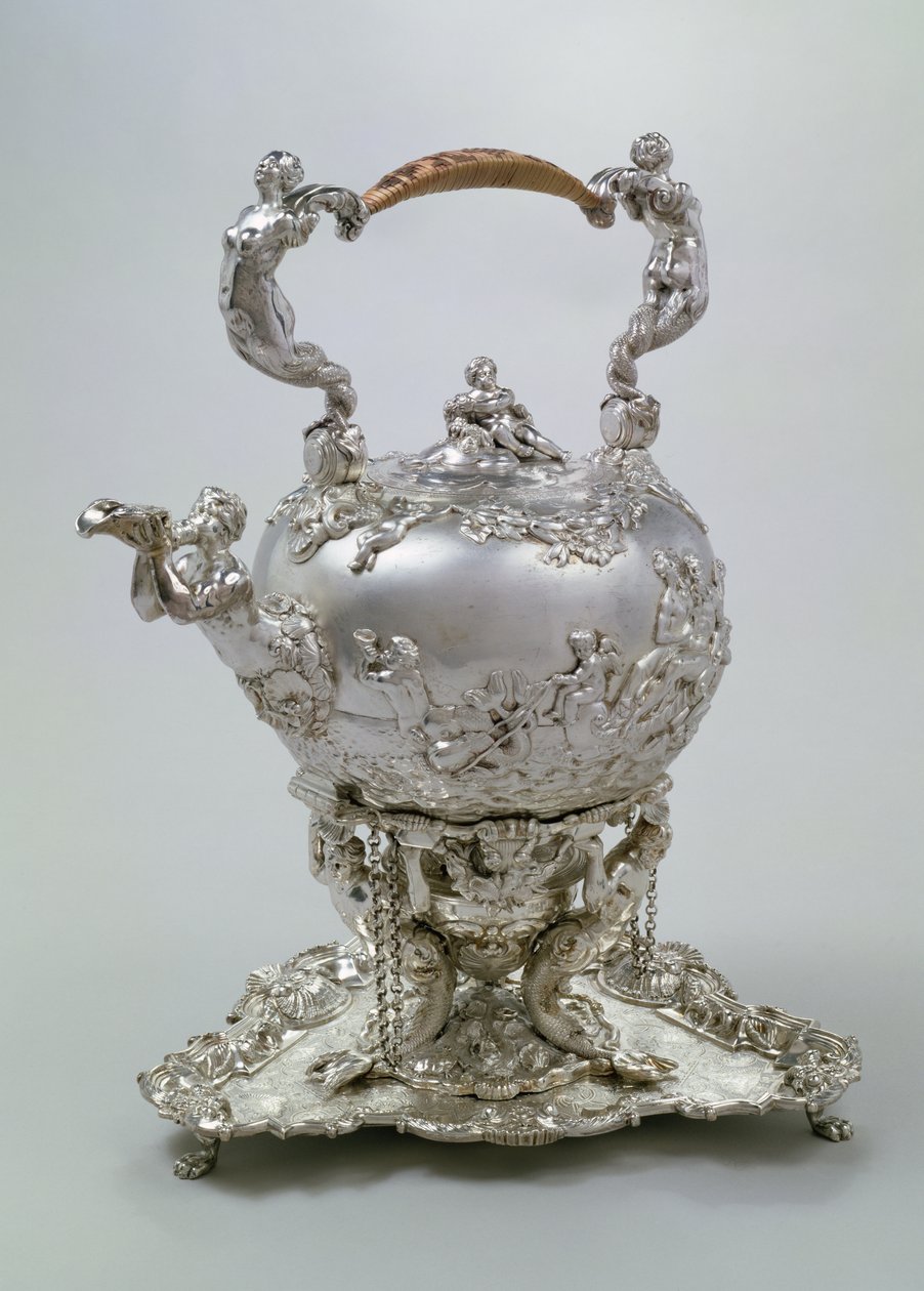 Czajnik i stojak na herbatę C.Kandler, Londyn, 1730 (srebrny) autorstwa Charles Kandler