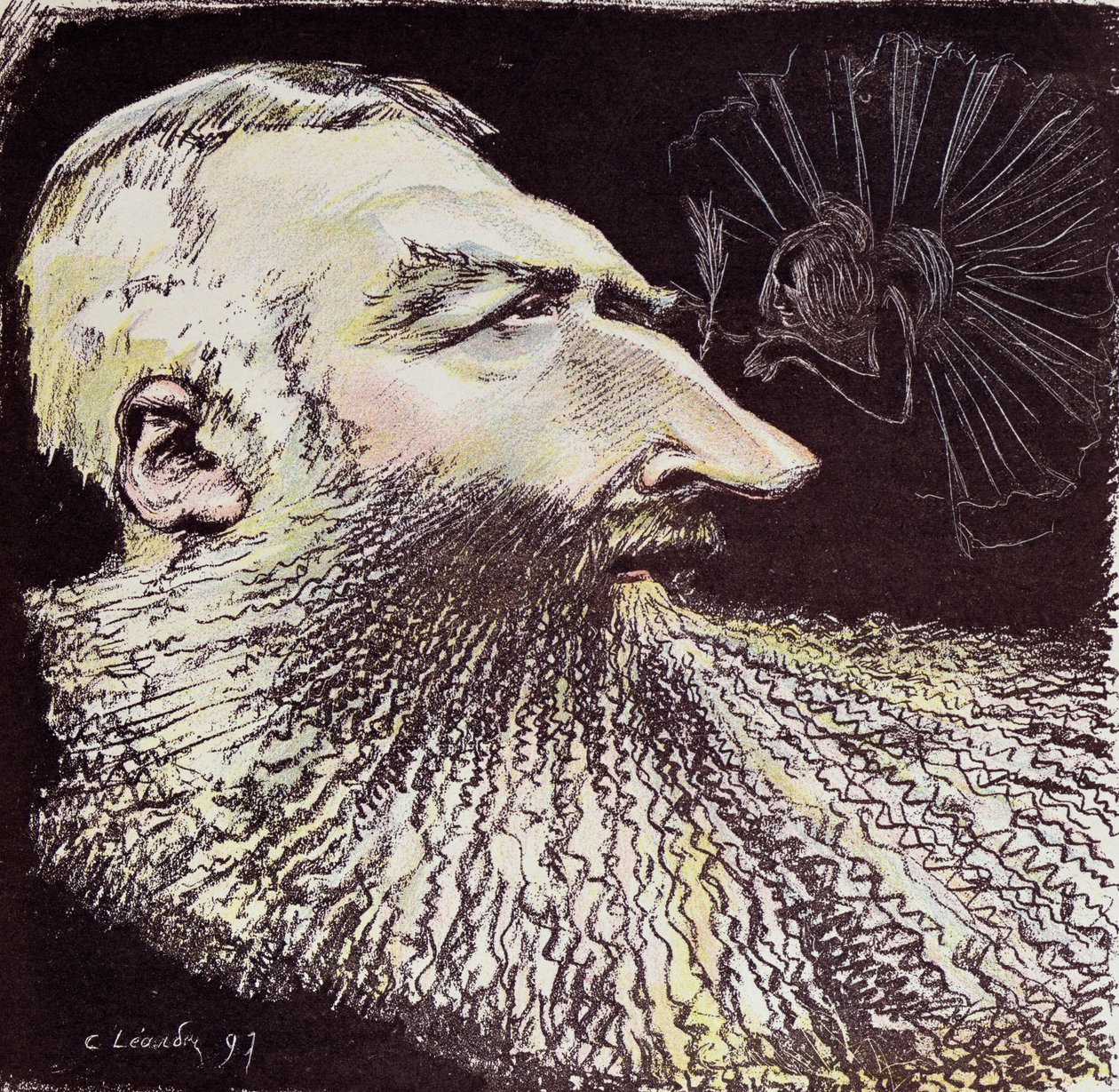 „Cleopold II, Roi des Belges”, karykatura Leopolda II (1835-1909) i Cleo de Merode (1873-1966), 1897 autorstwa Charles Leandre