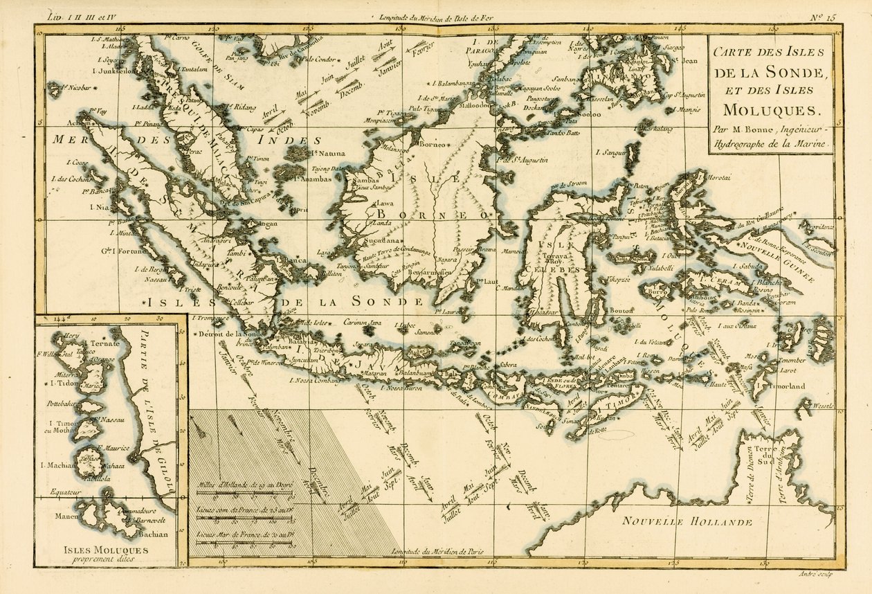 Indonezja i Filipiny, z „Atlasu Wszystkich Znanych Części Globu Ziemskiego” Guillaume