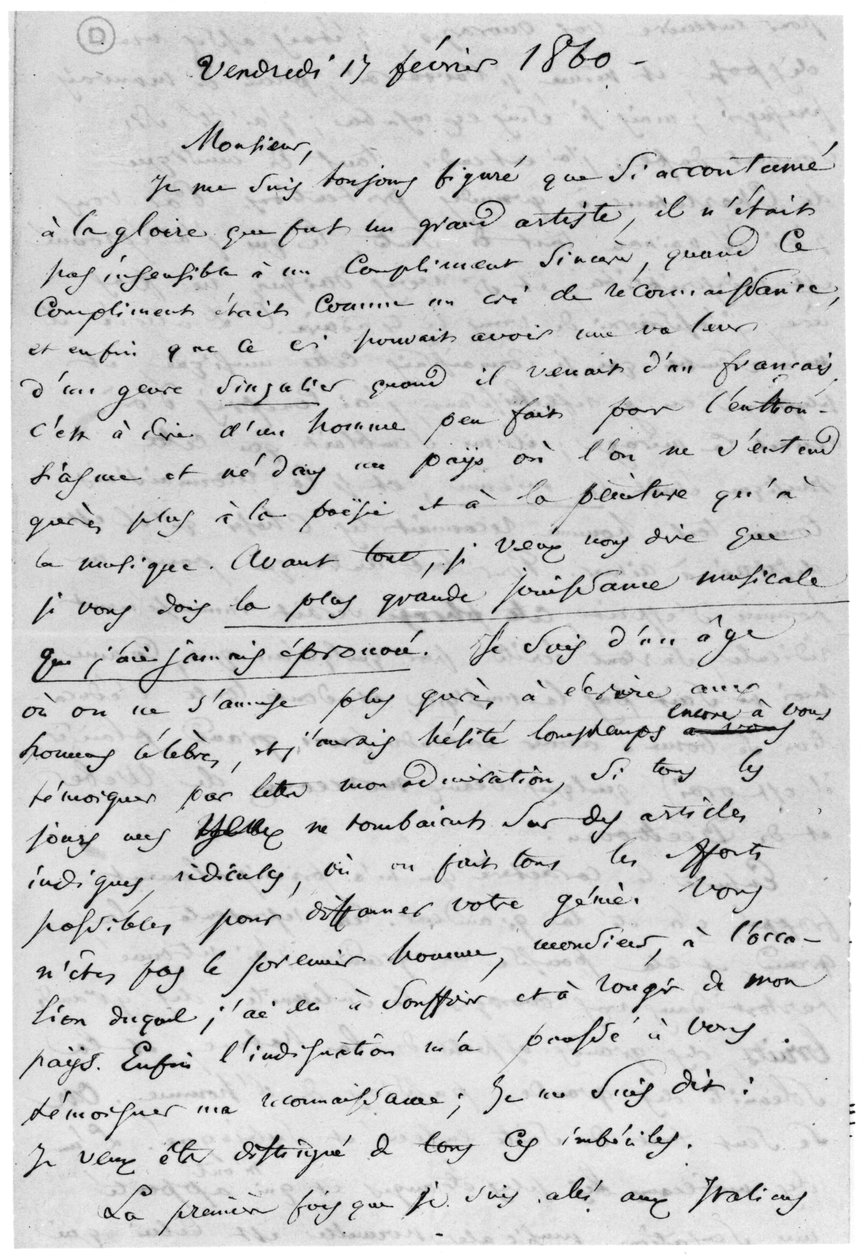 List do Ryszarda Wagnera (1813-83) 17 lutego 1860 autorstwa Charles Pierre Baudelaire