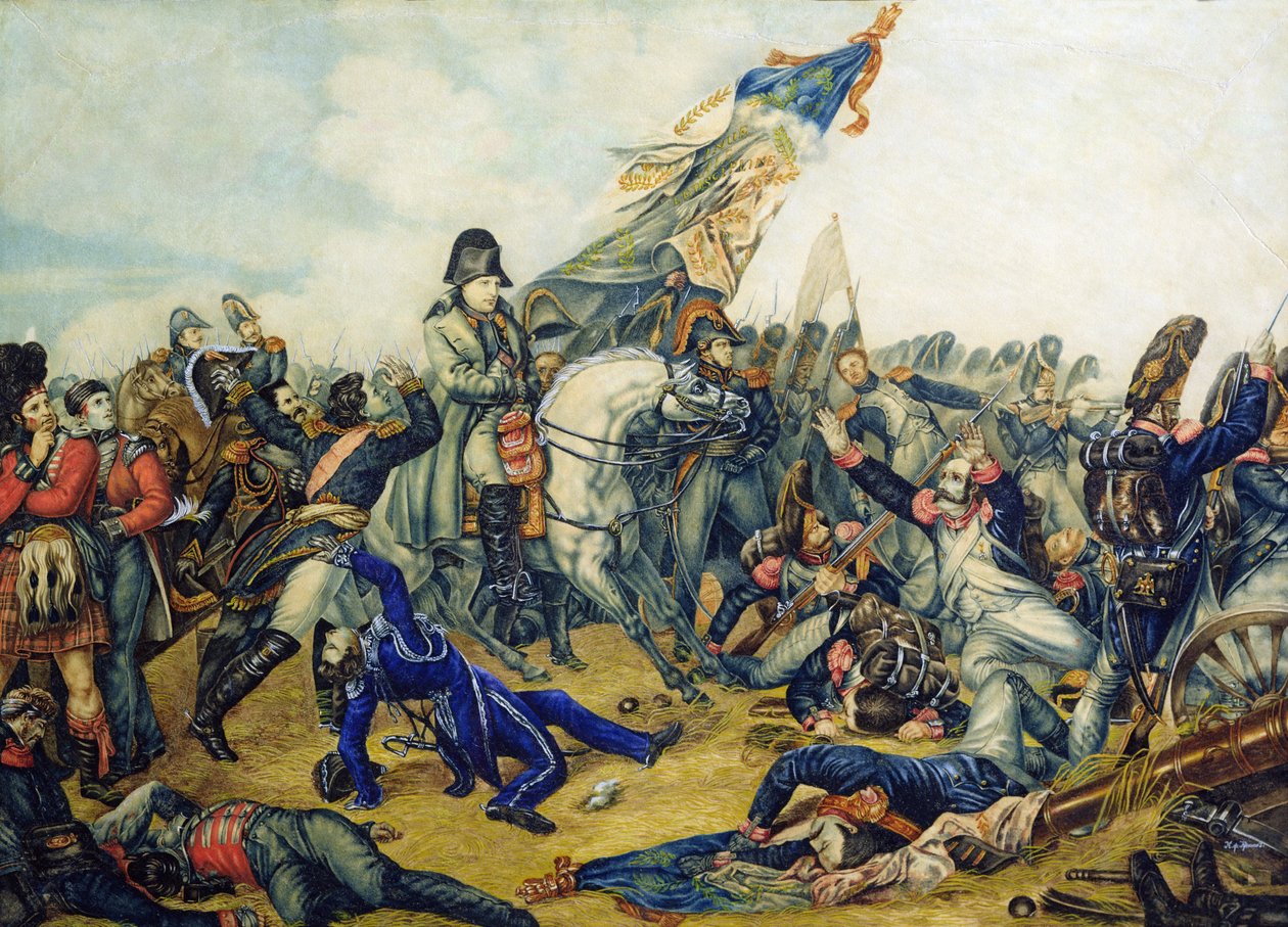 Bitwa pod Waterloo w 1815, 1831 (wc i atrament na papierze) autorstwa Charles Steiben