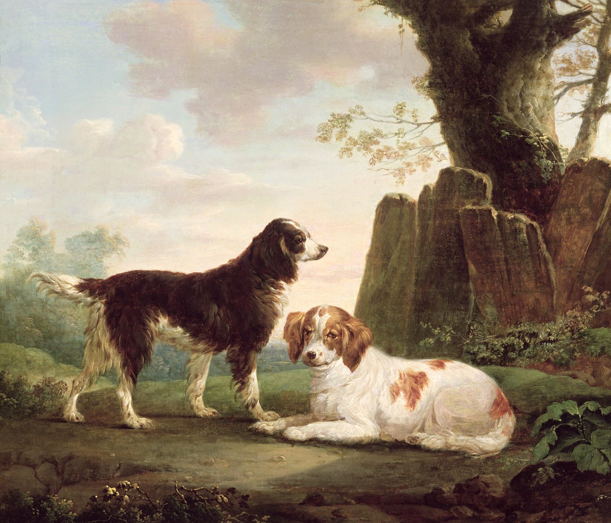 Dwa spaniele w krajobrazie autorstwa Charles Towne
