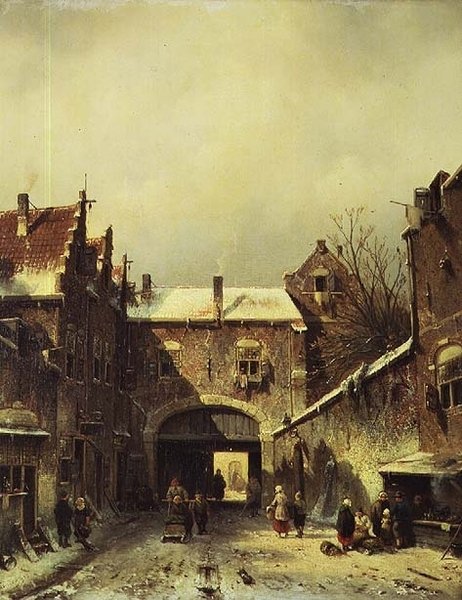 Holenderskie miasto zimą autorstwa Charles Henri Joseph Leickert