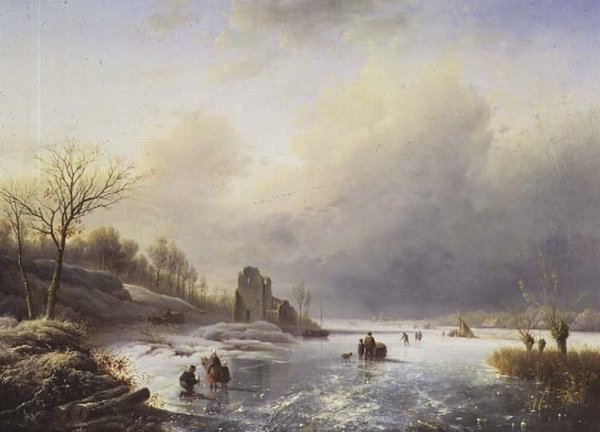 Zimowa scena autorstwa Charles Henri Joseph Leickert