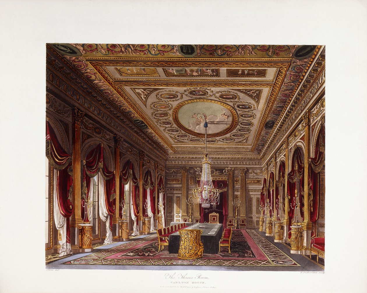 Sala tronowa, Carlton House autorstwa Charles (after) Wild