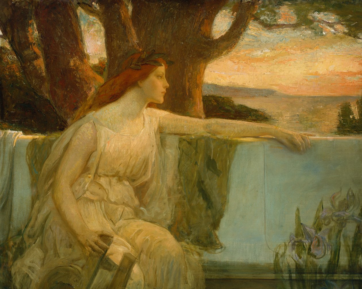 Odległa sielanka (olej na płótnie) autorstwa Charles Allen Winter