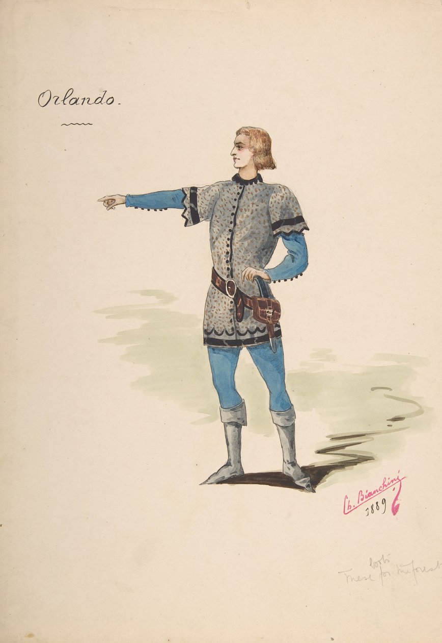 Projekt kostiumów dla Orlando, 1889. autorstwa Charles Bianchini