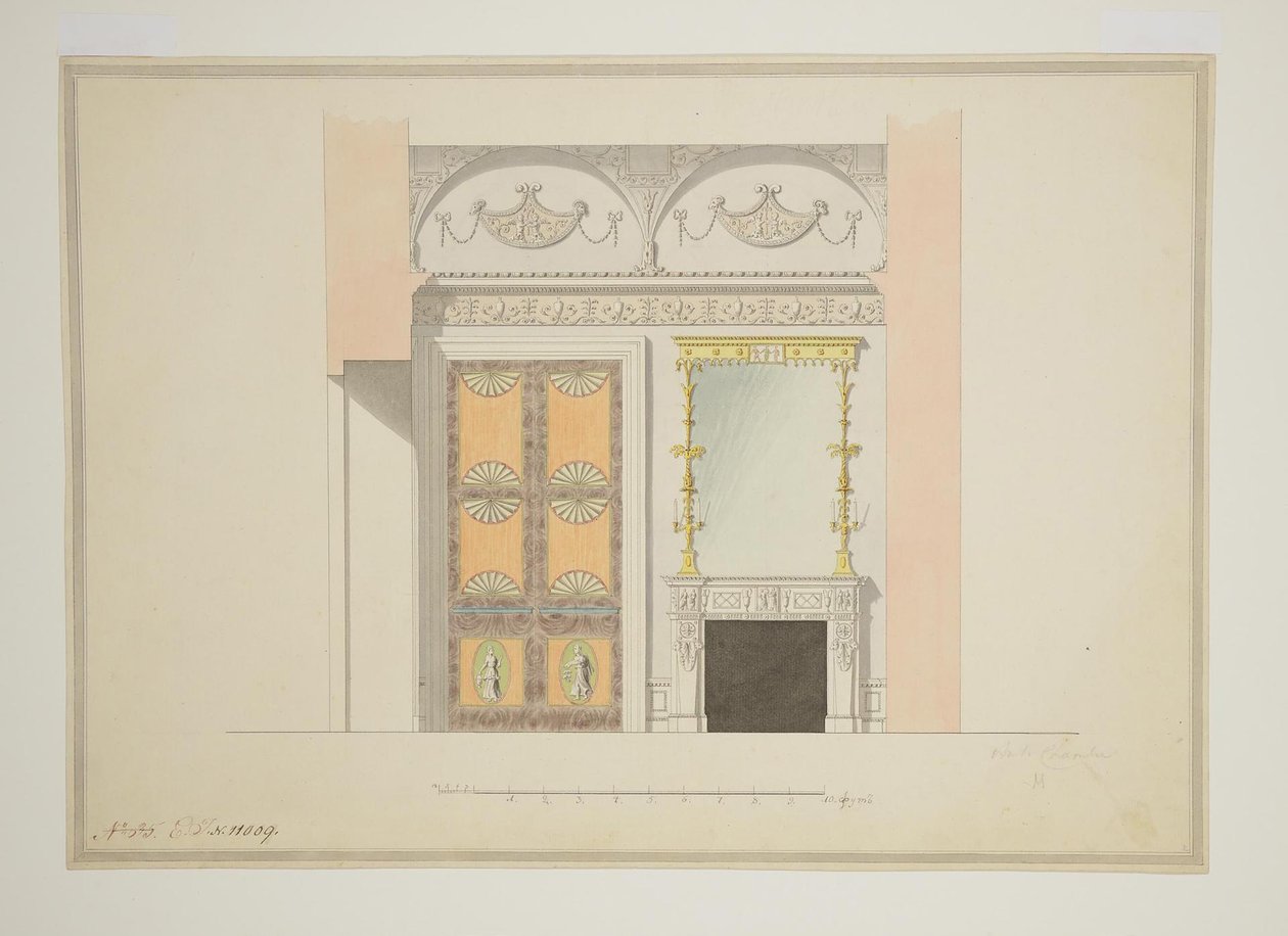 Projekt Biblioteki Gabinetowej, początek lat 80. XVIII w. autorstwa Charles Cameron
