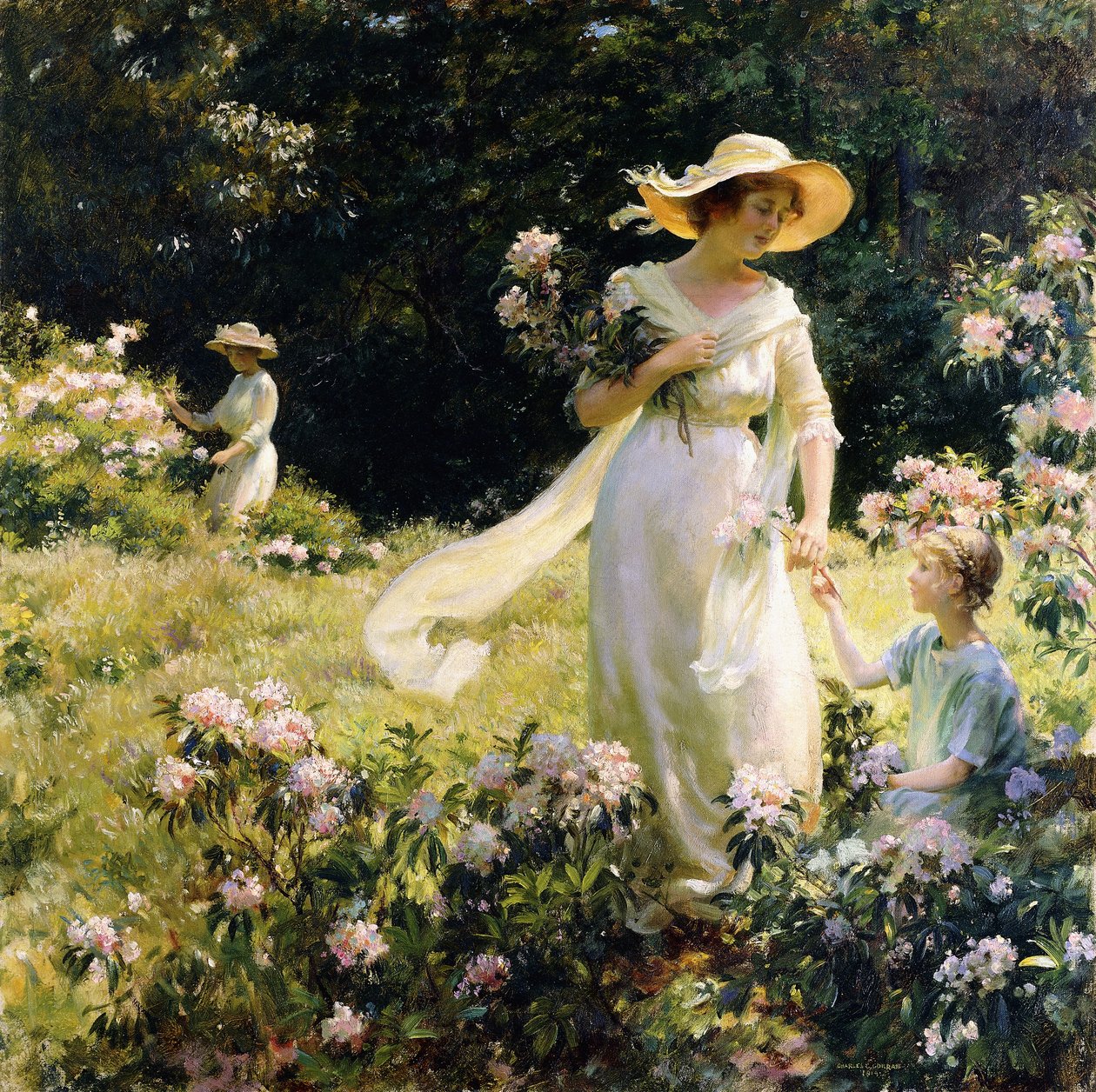 Wśród kwiatów laurowych autorstwa Charles Courtney Curran