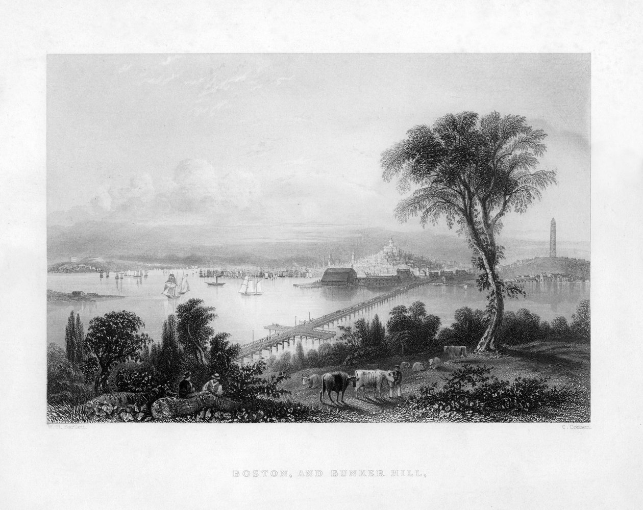 Boston i Bunker Hill, ok. 1820 r. autorstwa Charles Cousen