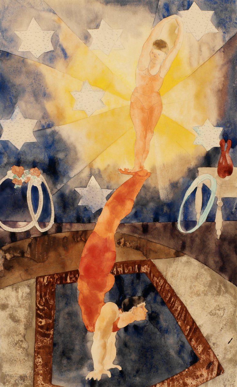 Dwóch akrobatów w czerwonych rajstopach autorstwa Charles Demuth