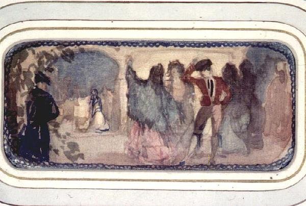 Scena hiszpańska: postacie i budynki autorstwa Charles Edward Conder
