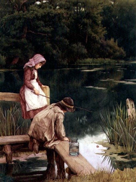 Wędkarze w stylu rustykalnym autorstwa Charles Edward Wilson