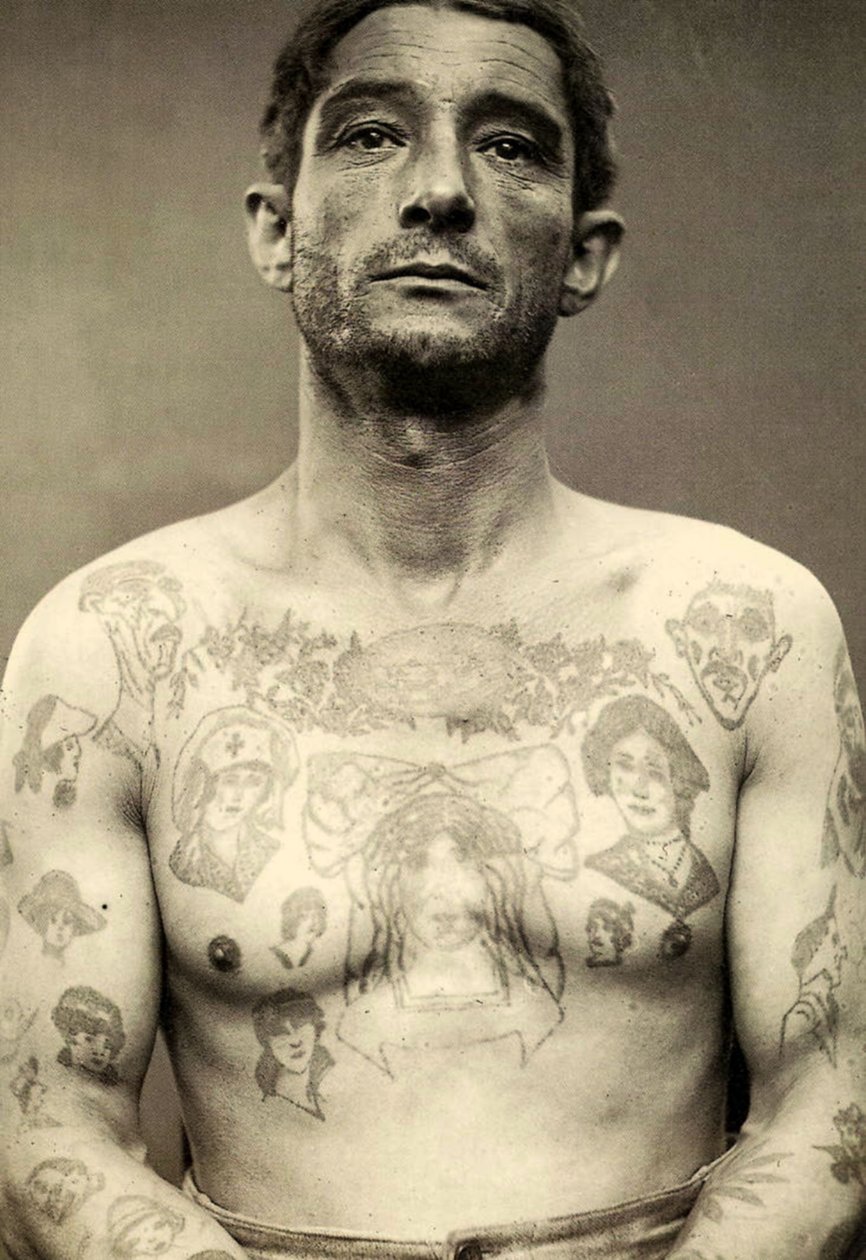 Portret wytatuowanego mężczyzny autorstwa Charles Eisenmann