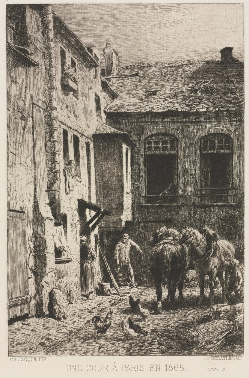 Dziedziniec w Paryżu autorstwa Charles Emile Jacque