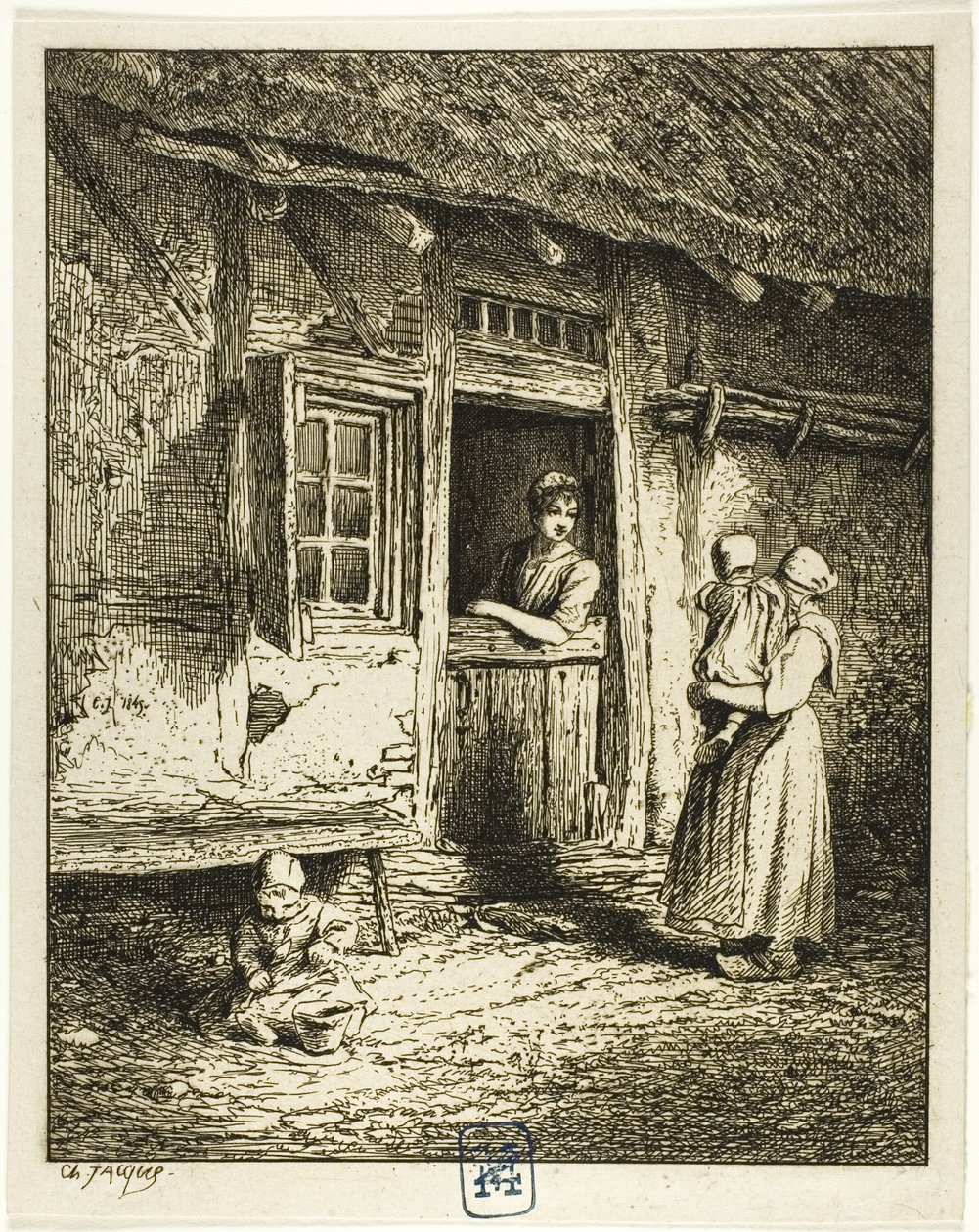 Wejście do chłopskiego domu autorstwa Charles Emile Jacque
