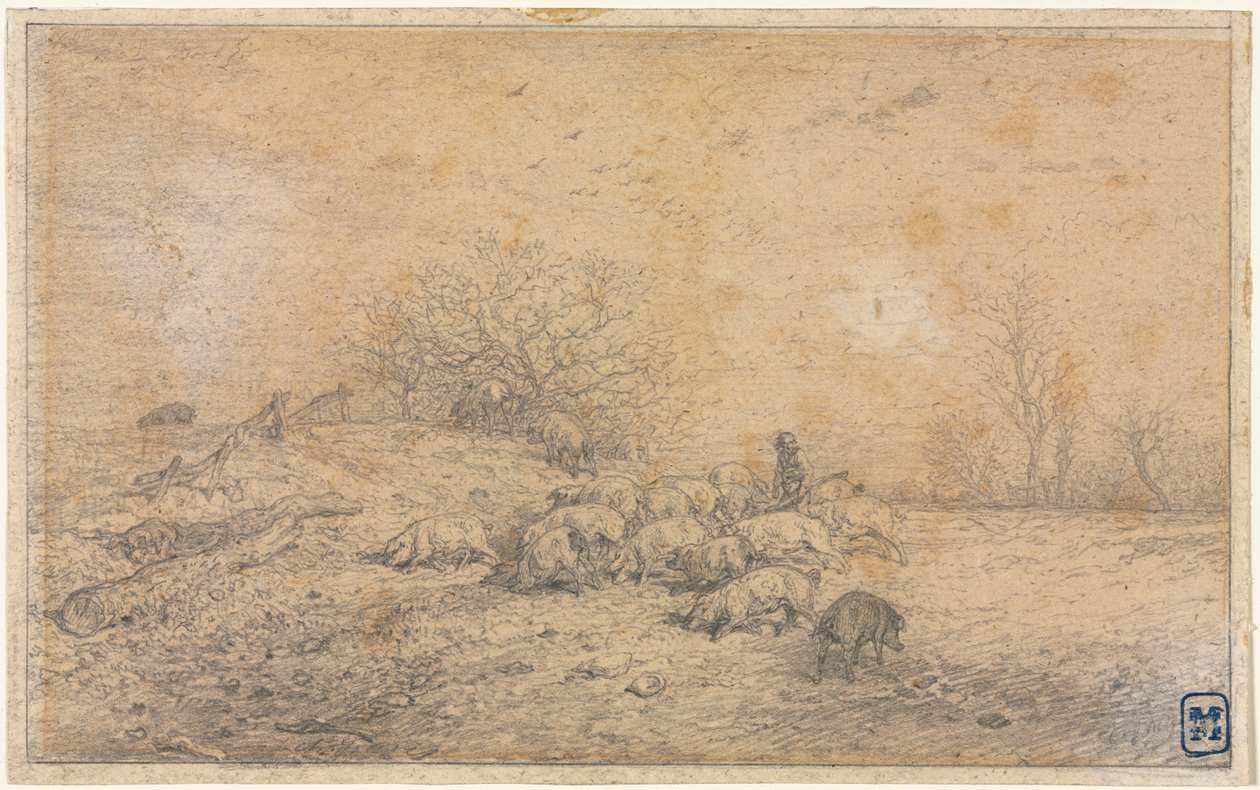 Stado świń autorstwa Charles Emile Jacque
