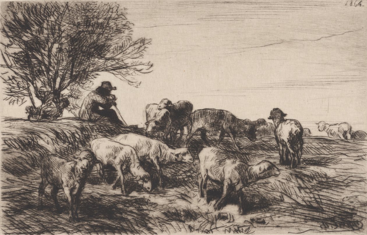 Stado owiec, 1864. autorstwa Charles Emile Jacque