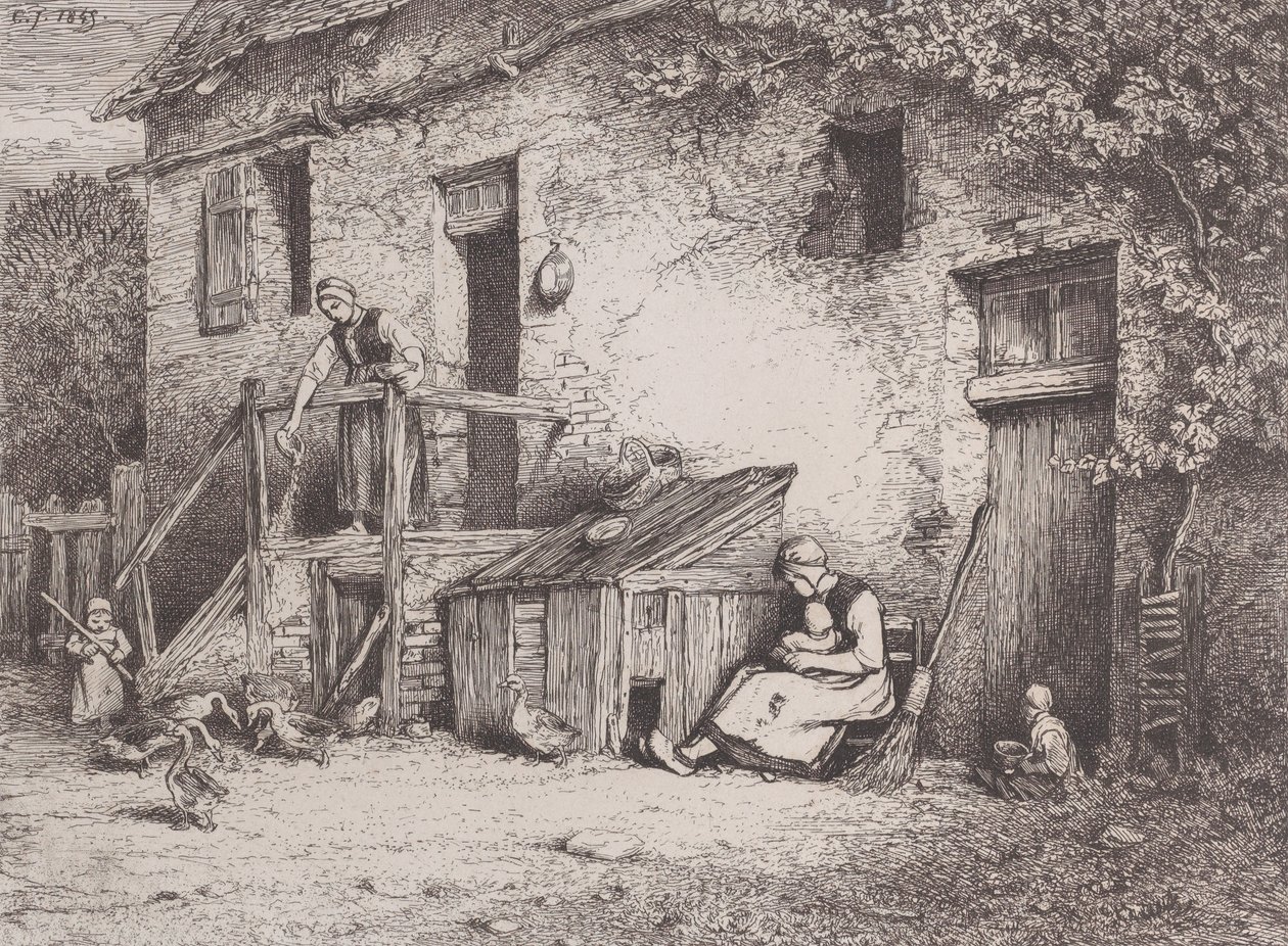 Przed domem, 1845. autorstwa Charles Emile Jacque
