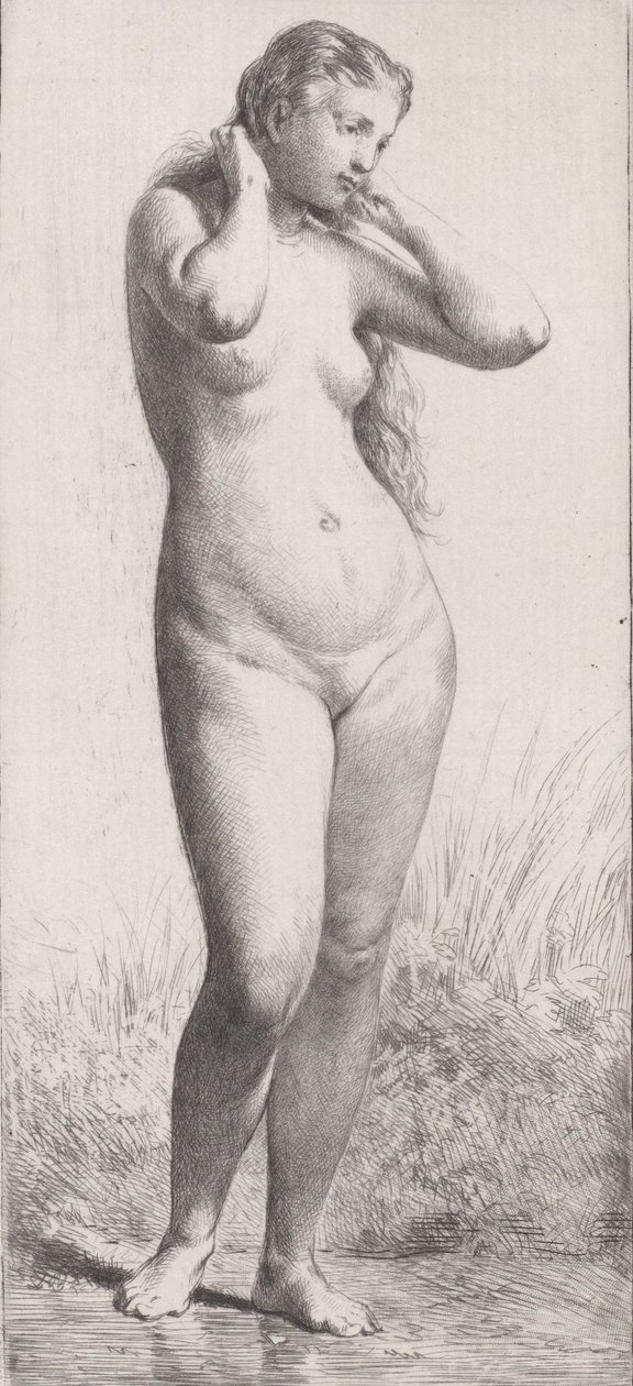 Młoda kobieta w wannie, 1866. autorstwa Charles Emile Jacque