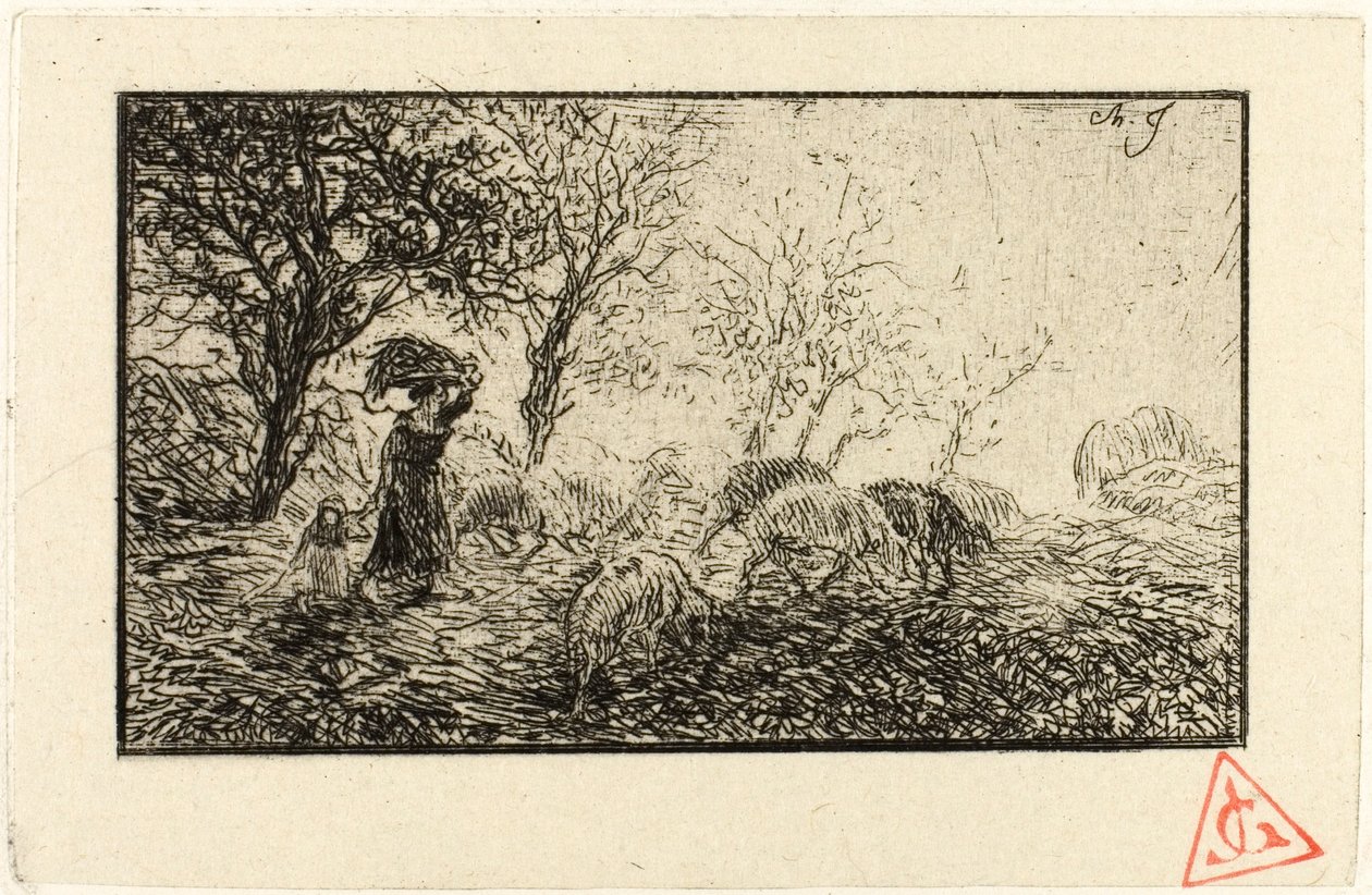 Krajobraz i zwierzęta autorstwa Charles Emile Jacque