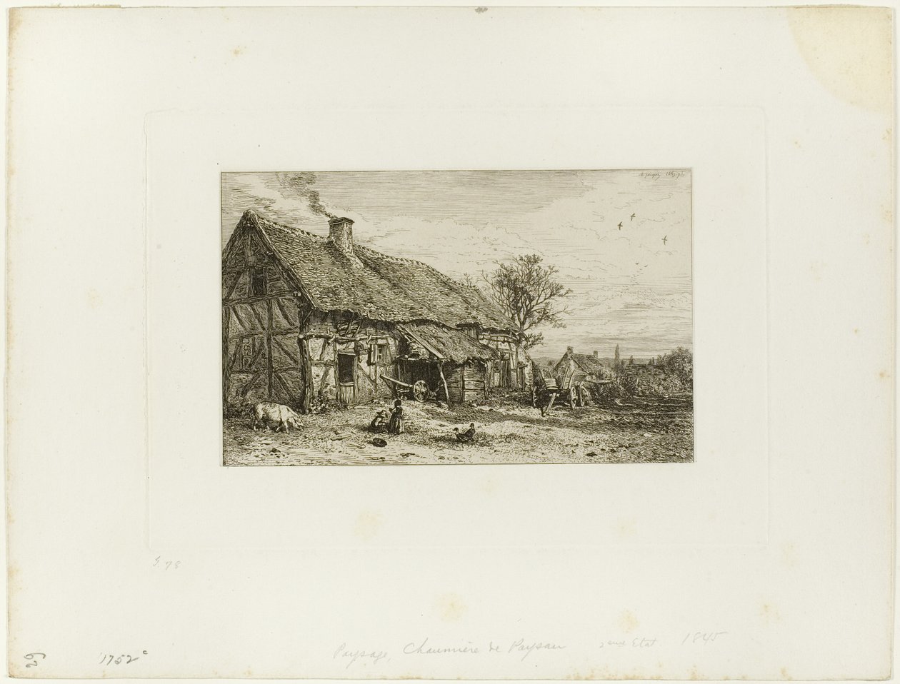 Krajobraz z domem chłopskim autorstwa Charles Emile Jacque