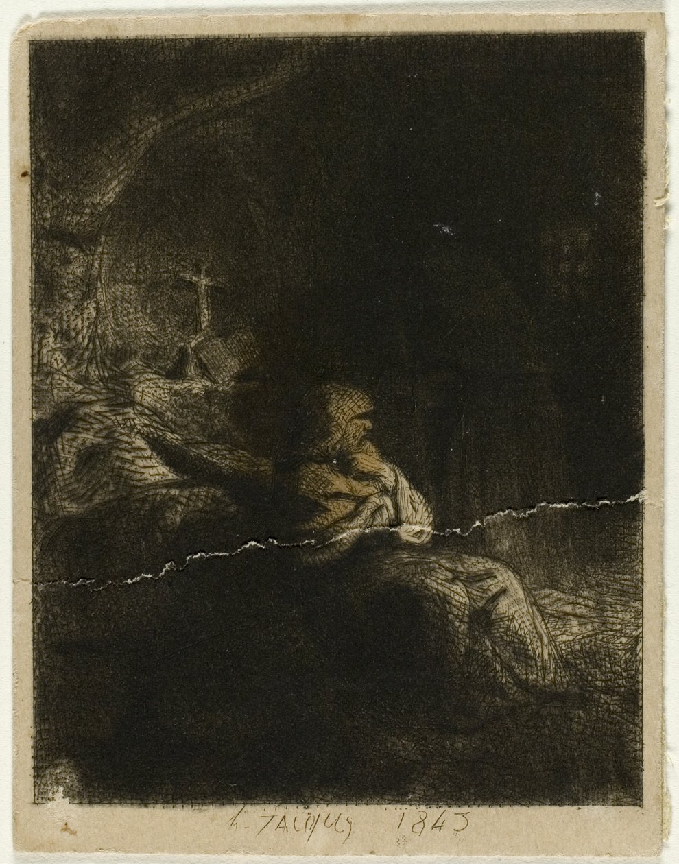 Mnich na modlitwie autorstwa Charles Emile Jacque