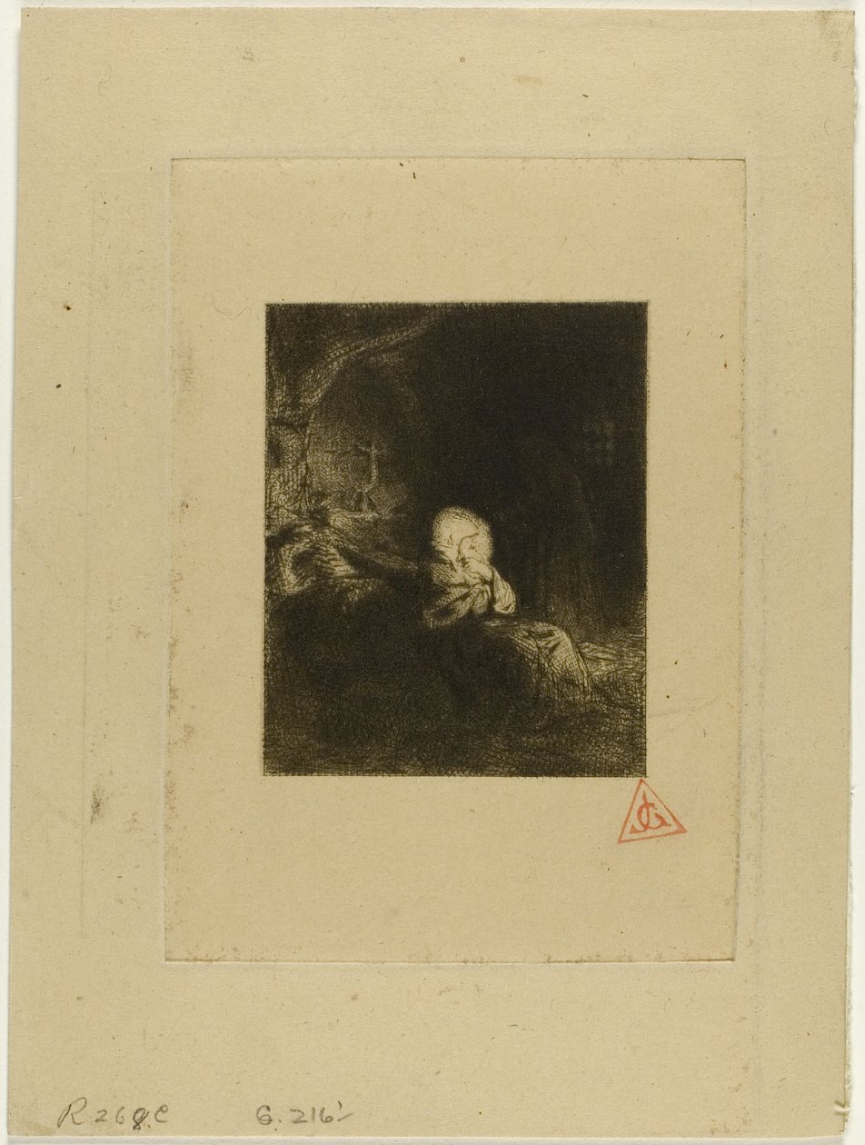 Mnich na modlitwie autorstwa Charles Emile Jacque