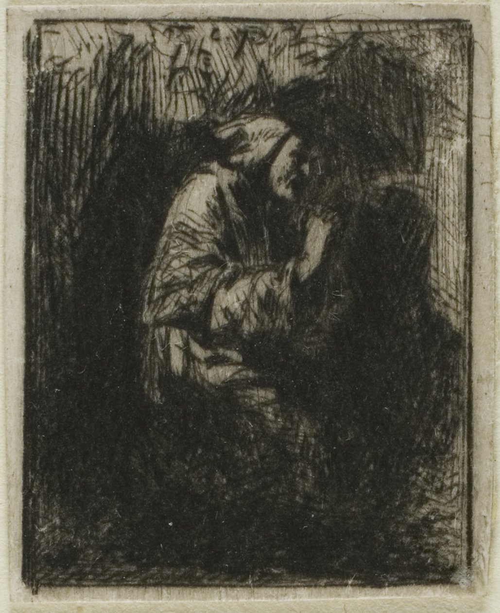 Mnich na modlitwie autorstwa Charles Emile Jacque