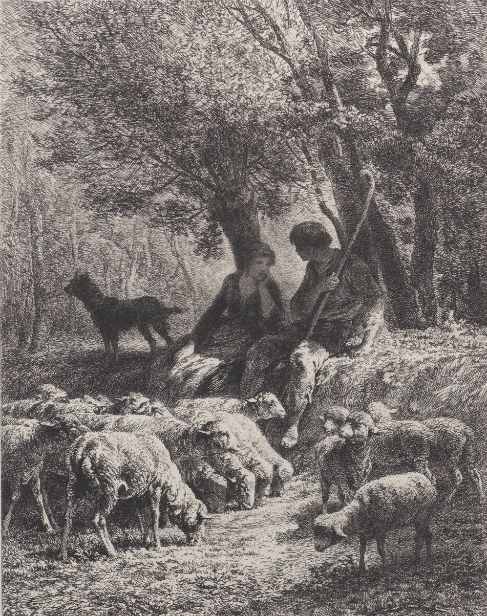 Scena pasterska, 1864. autorstwa Charles Emile Jacque