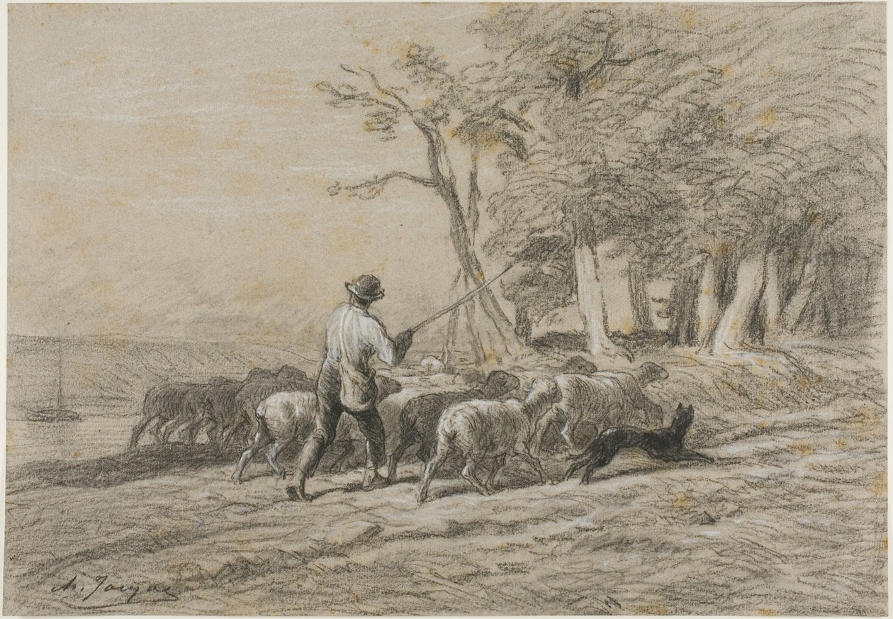 Pasterz i jego stado autorstwa Charles Emile Jacque