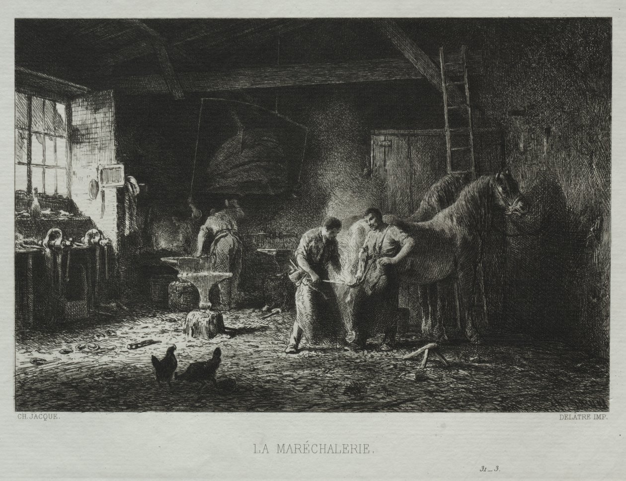 Kuźnia autorstwa Charles Emile Jacque