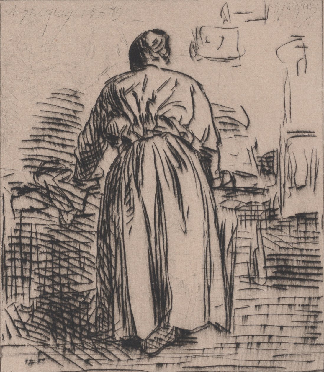 Prasująca kobieta, 1843. autorstwa Charles Emile Jacque