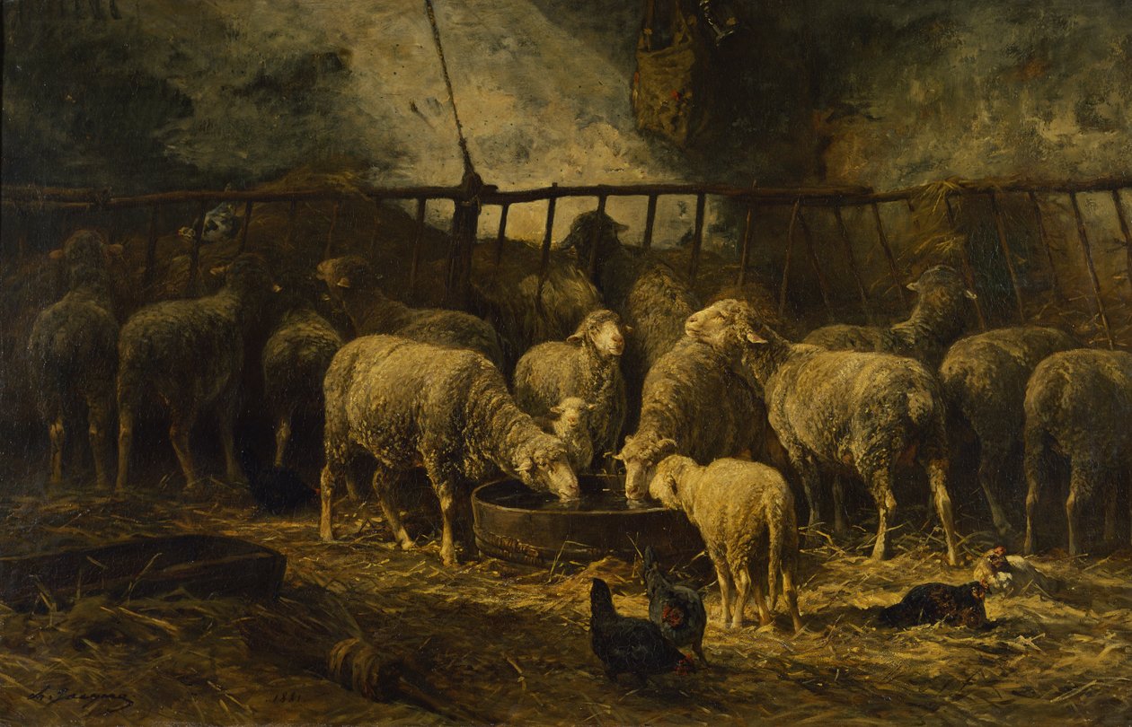Duża owczarnia, 1881 autorstwa Charles Emile Jacque