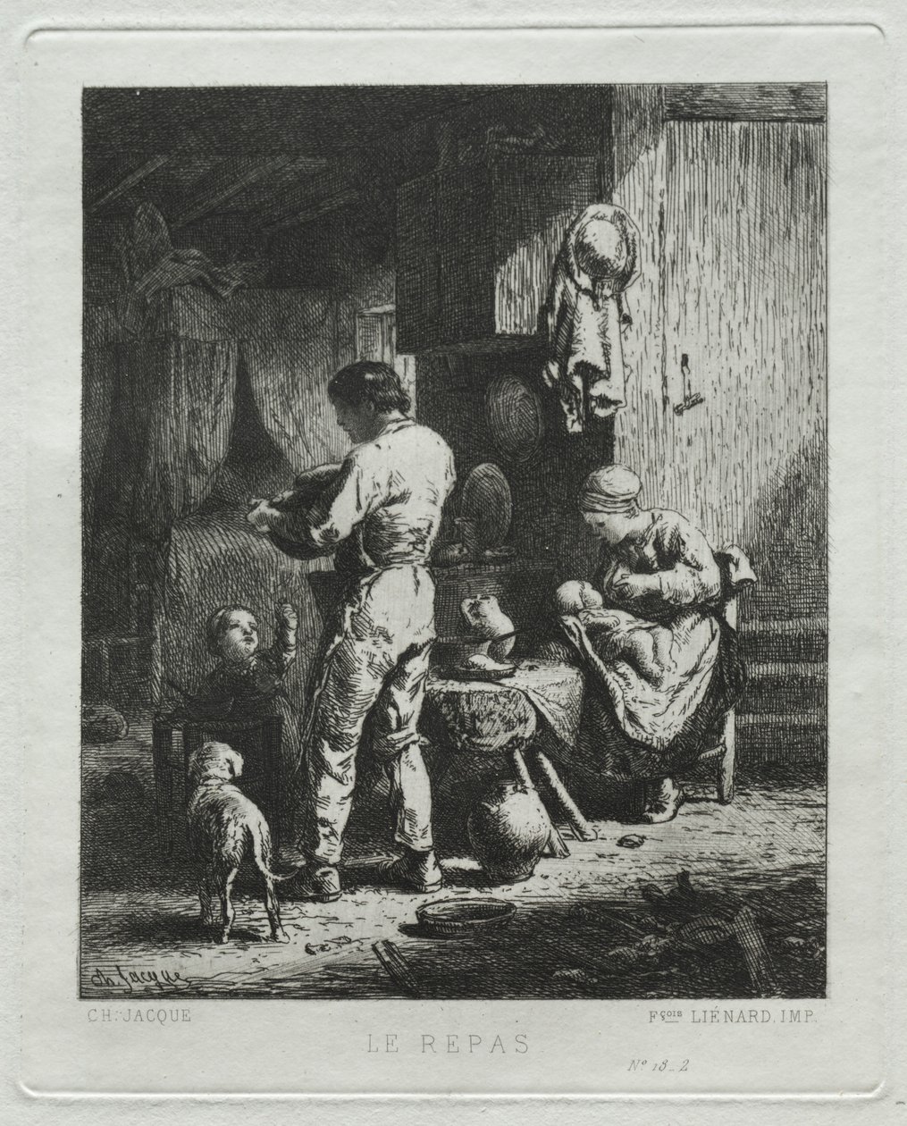 Poczęstunek. autorstwa Charles Emile Jacque