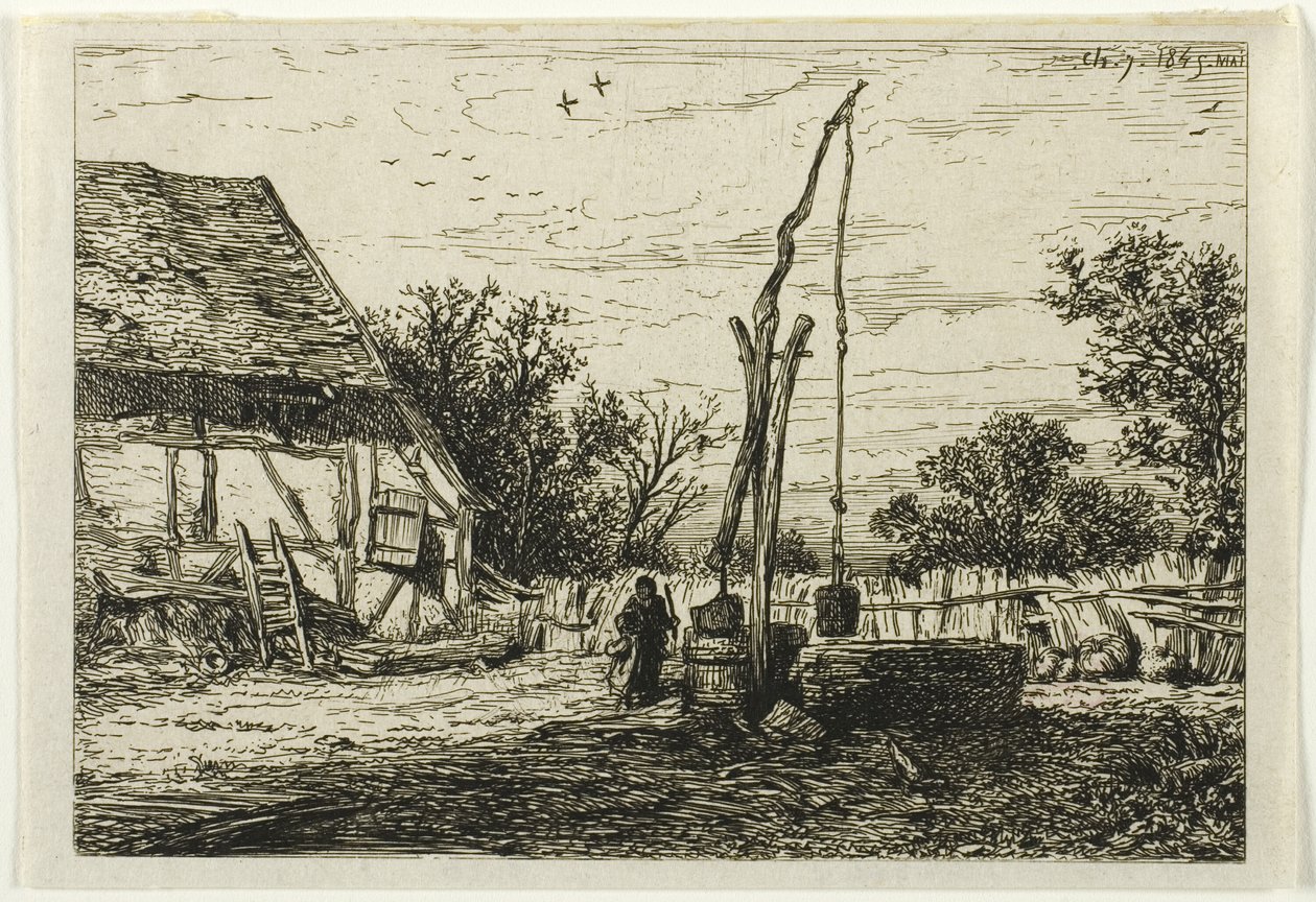 Cóż na dziedzińcu farmy autorstwa Charles Emile Jacque
