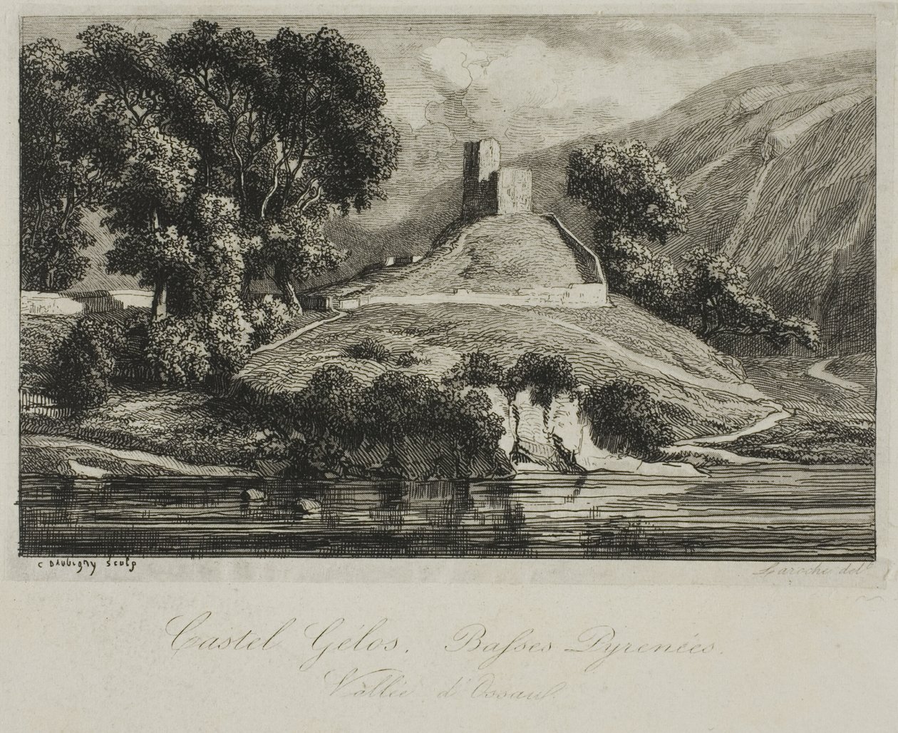 Castel Gélos (dolina Ossau) autorstwa Charles Francois Daubigny