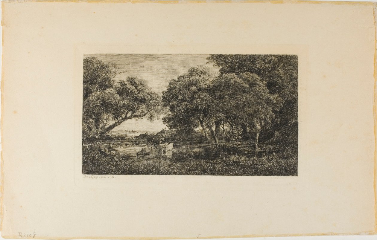 Bydło przy basenie autorstwa Charles Francois Daubigny