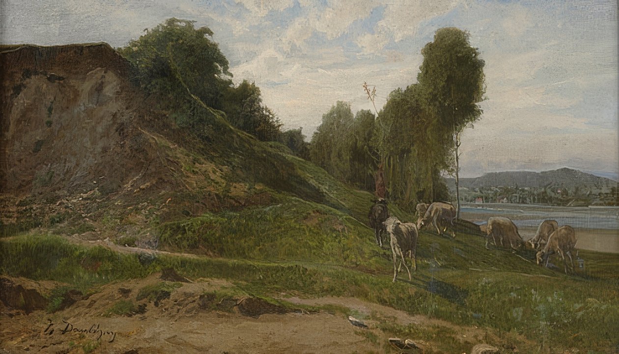 Krajobraz z owcami. Około 1855 r. autorstwa Charles Francois Daubigny