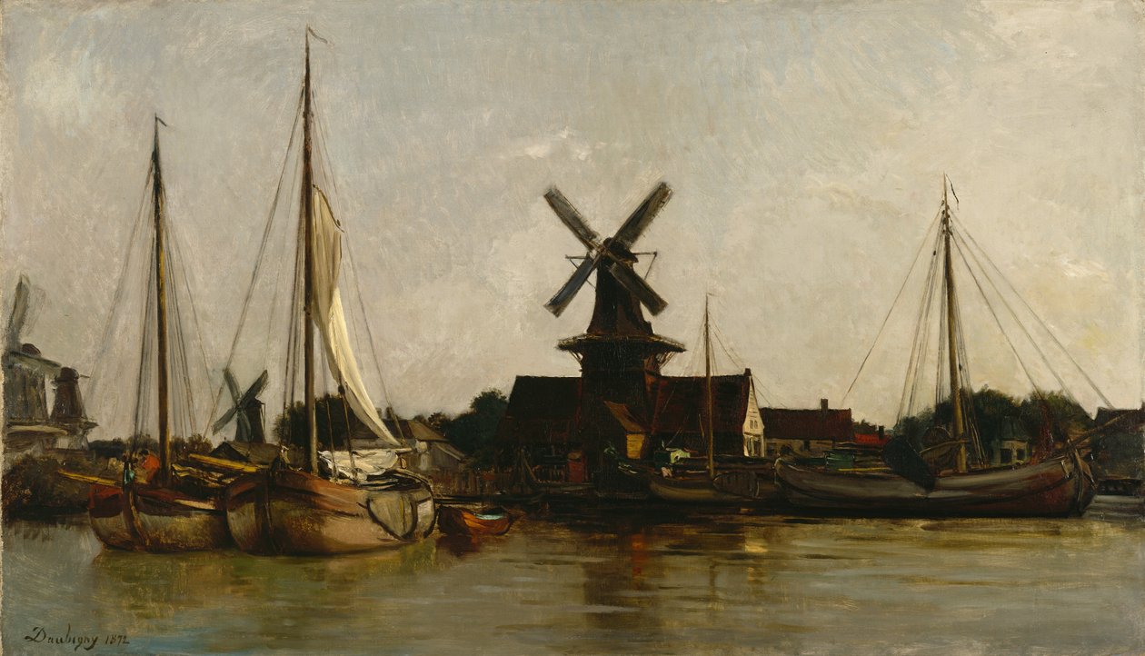 Młyny w Dordrecht, 1872 autorstwa Charles Francois Daubigny