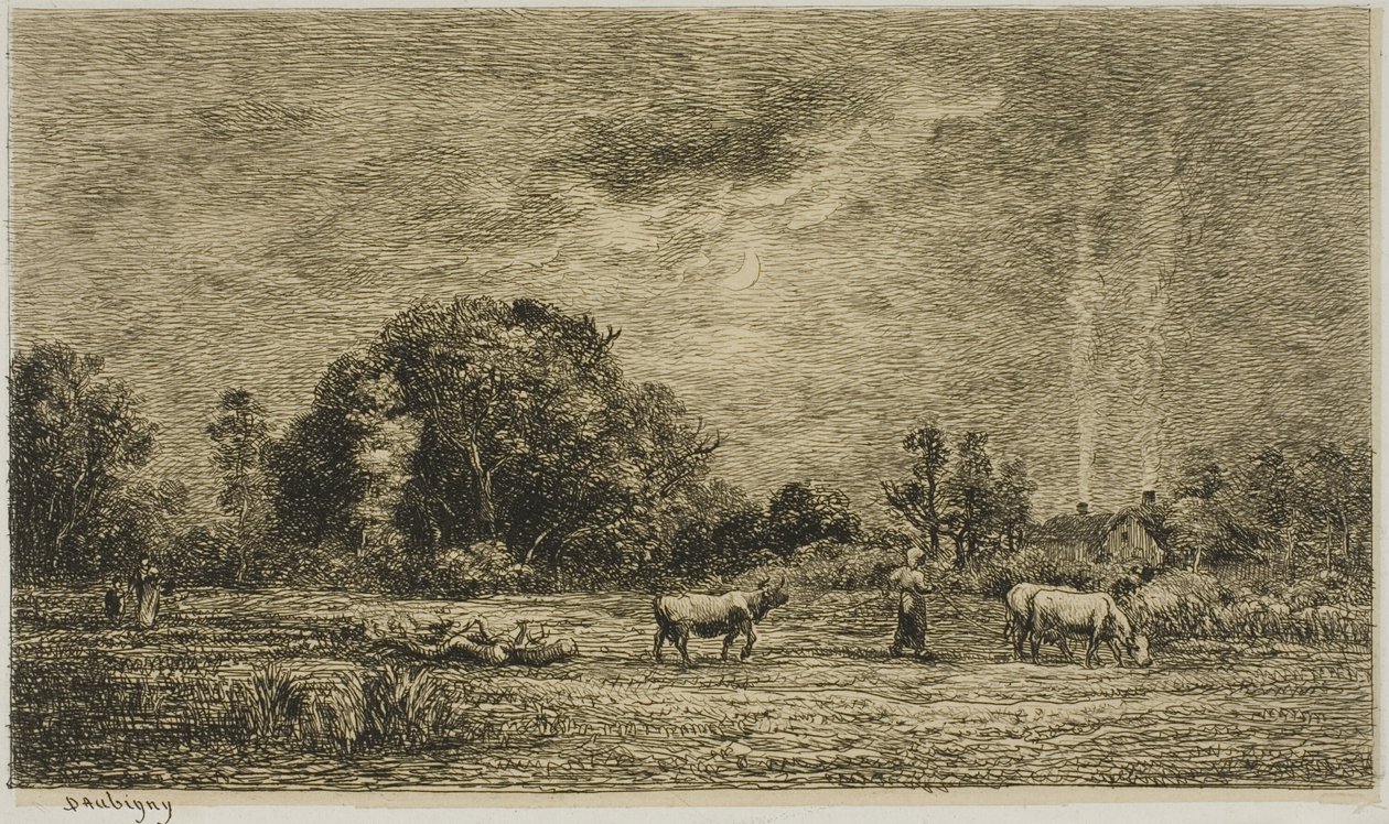 Wschód Księżyca autorstwa Charles Francois Daubigny