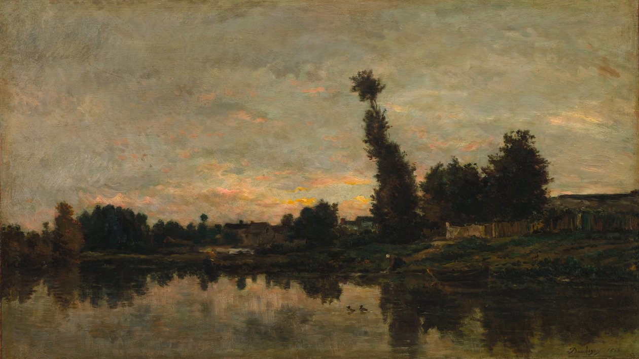 Zachód słońca nad rzeką Oise autorstwa Charles Francois Daubigny