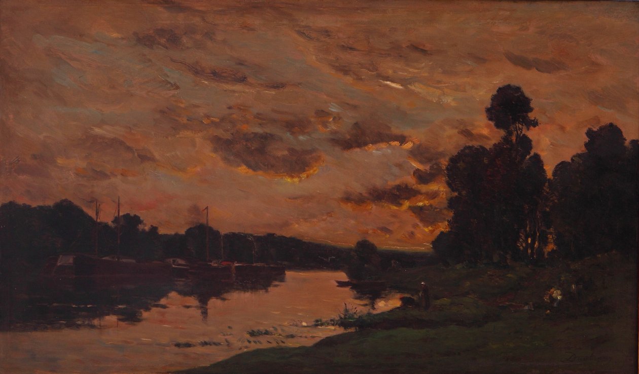 Popołudnie (olej na panelu) autorstwa Charles Francois Daubigny