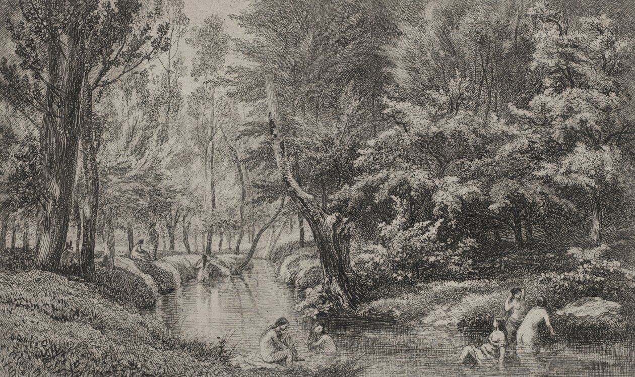 Kąpiący się, ok. 1847. autorstwa Charles Francois Daubigny