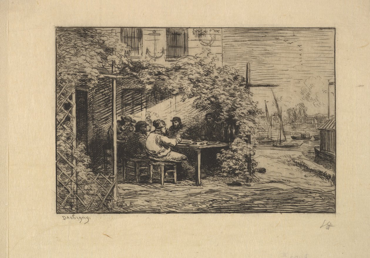 Pożegnalne śniadanie w Asnières, 1861. autorstwa Charles Francois Daubigny