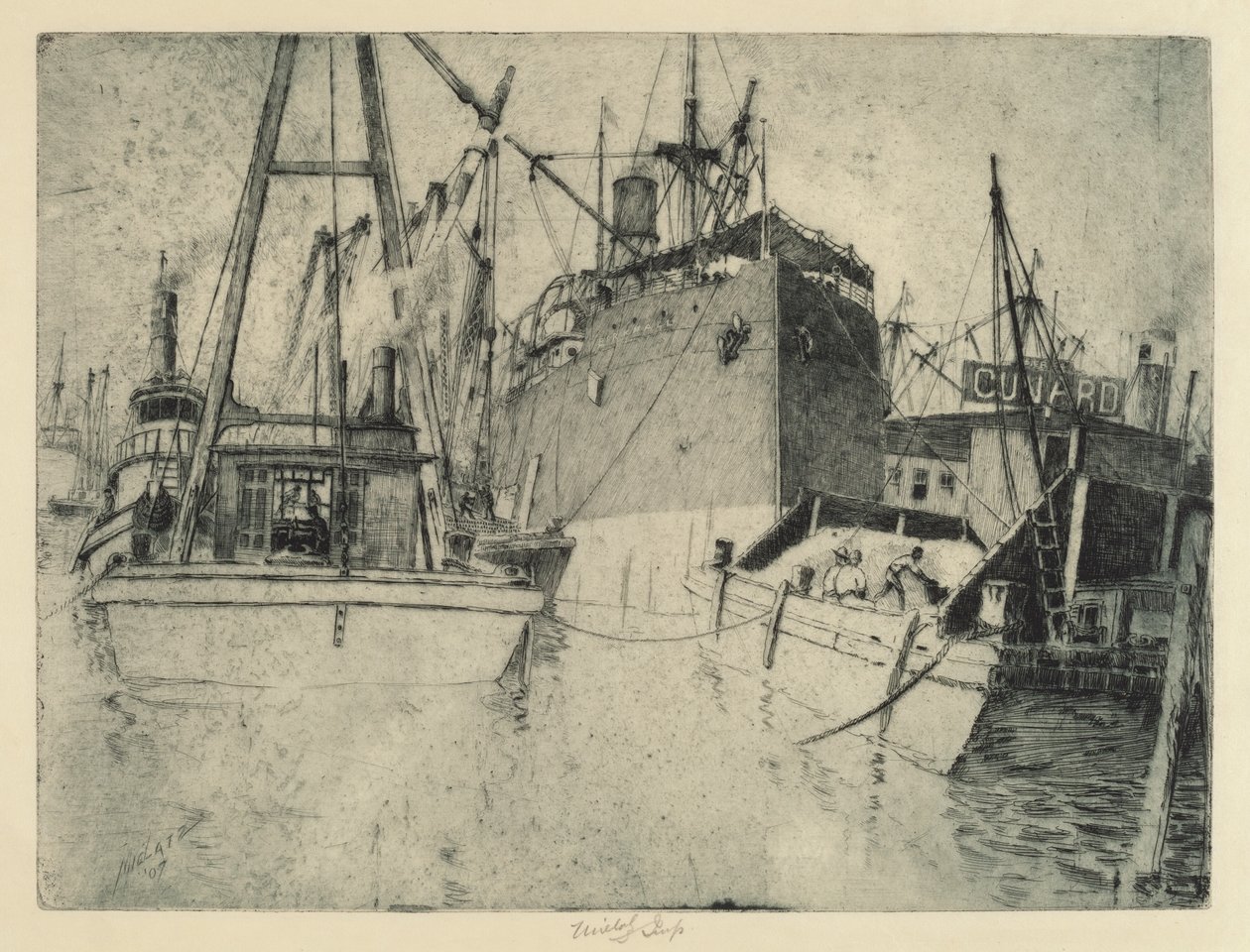 Doki Chelsea, ładowanie statku autorstwa Charles Frederick William Mielatz